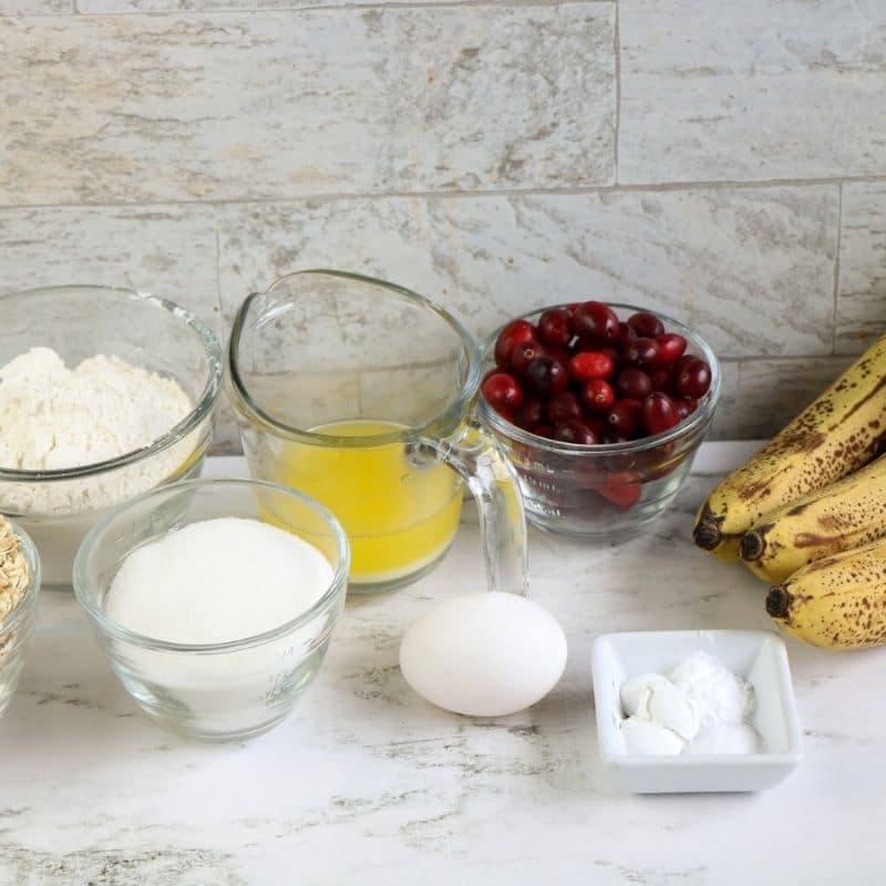 ingredients for cranberry muffins 