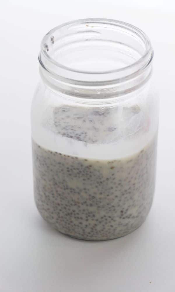 breakfast pudding in mason jar on counter