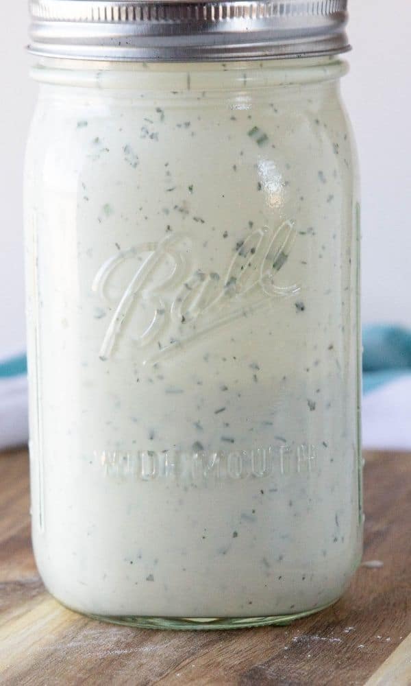 buttermilk ranch dressing in mason jar