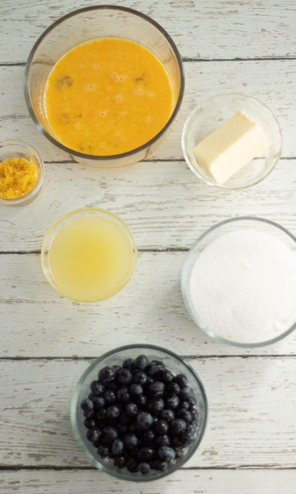 ingredients on cream puff on table 