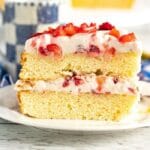 layered banana cake on a plate