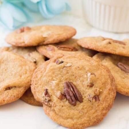 toasted pecan cookies on table