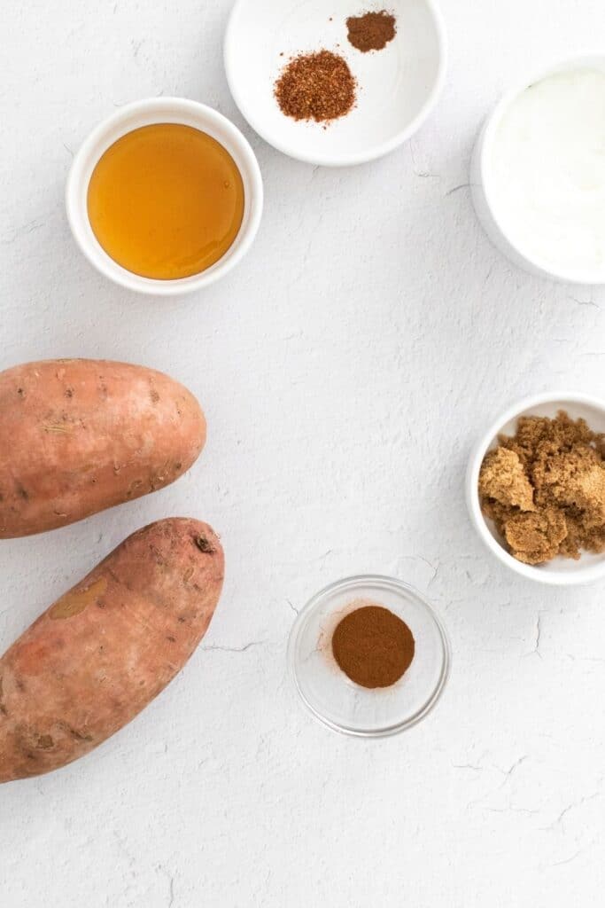 air fried sweet potatoes ingredient on table 