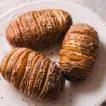 plate with air fryer hasselback potatoes