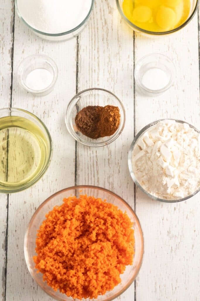 carrot cake ingredients on plate 