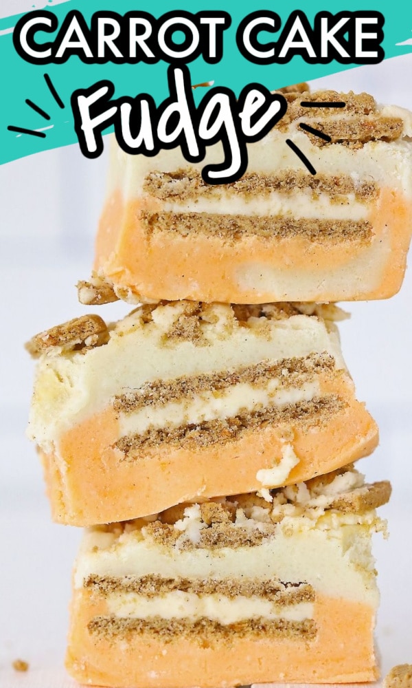 carrot cake fudge stacked on top of each other 