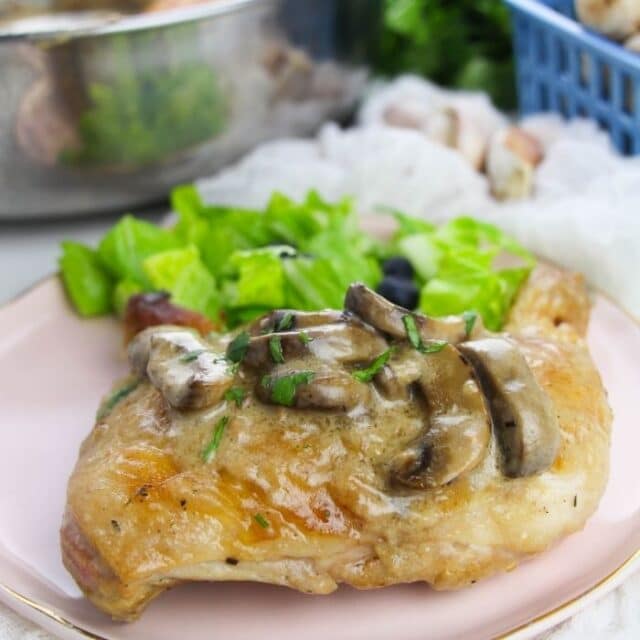 Chicken Leg Quarters with Mushrooms • Bake Me Some Sugar