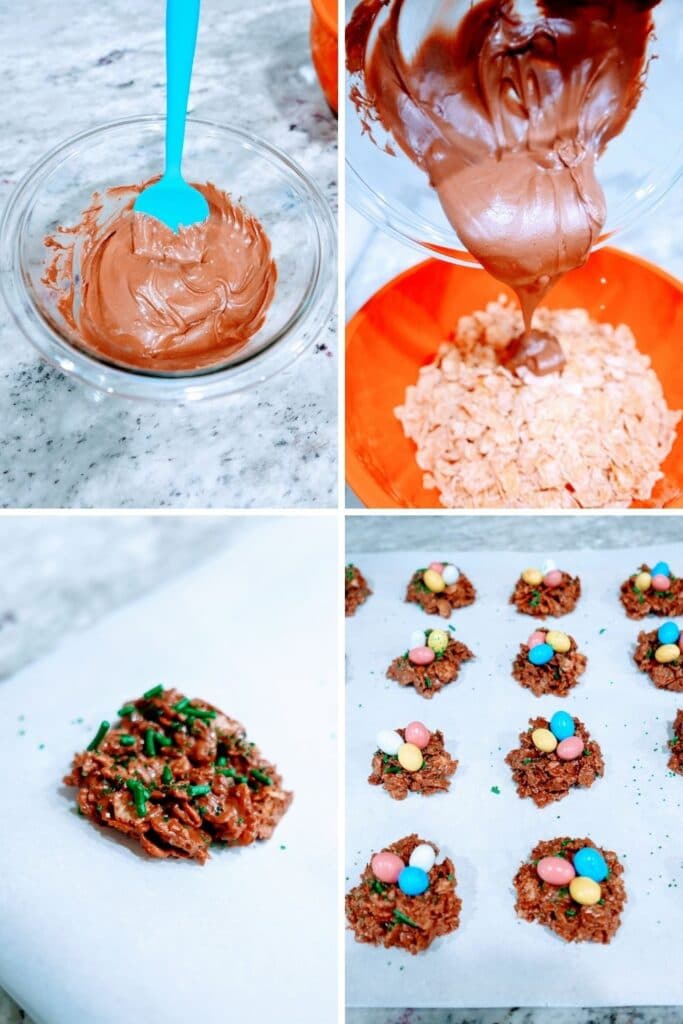 easter bird nest cookie steps on how to make 