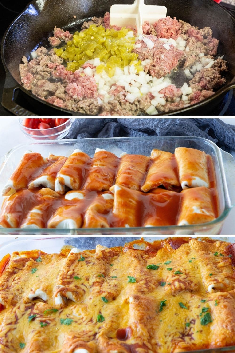 Green Chile Beef Enchiladas (Freezer Friendly) • Bake Me Some Sugar
