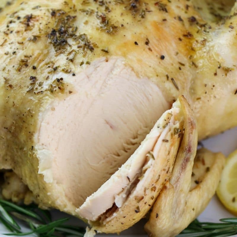 sliced whole chicken close up 