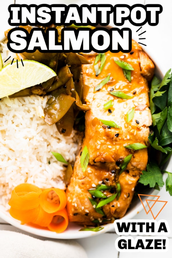 instant pot salmon in a bowl with rice 