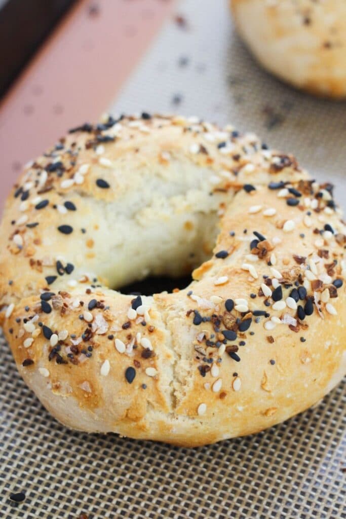 close up of bagel on silicone mat