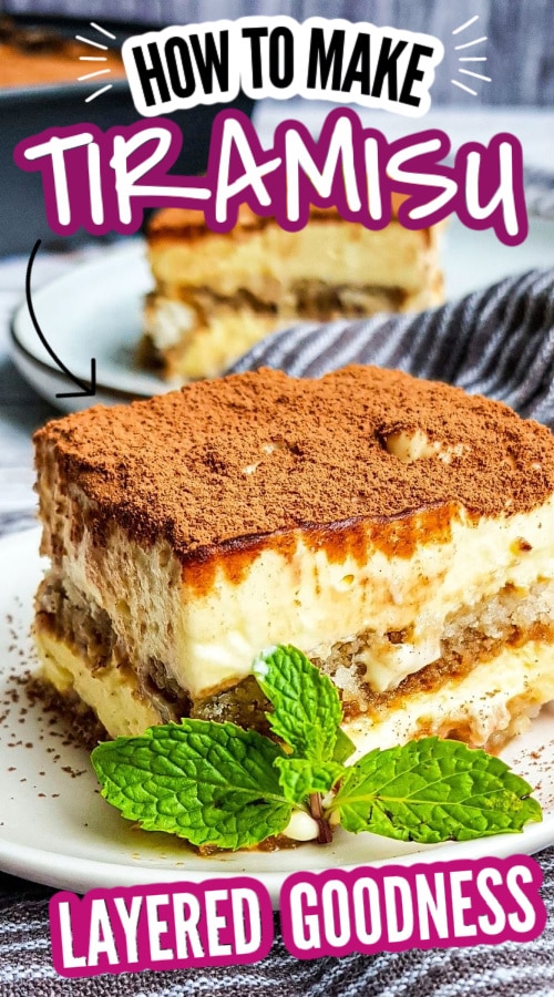 Tiramisu sliced on plate