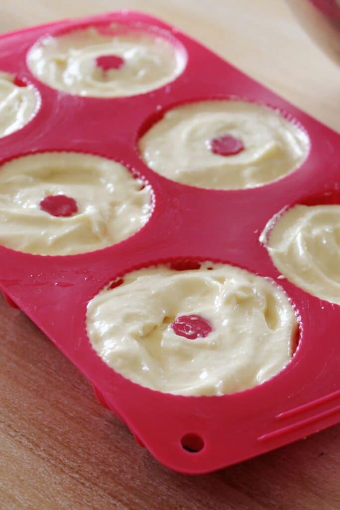 bundt cake with cake batter in each of them