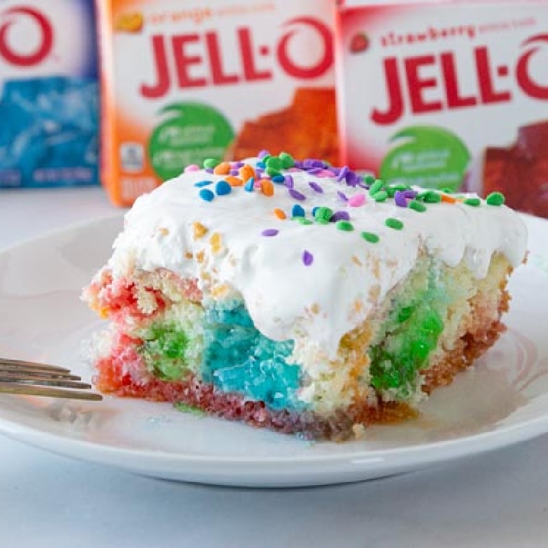 Strawberry Jello Cake With Strawberry Sauce (Poke Cake!) - On My Kids Plate