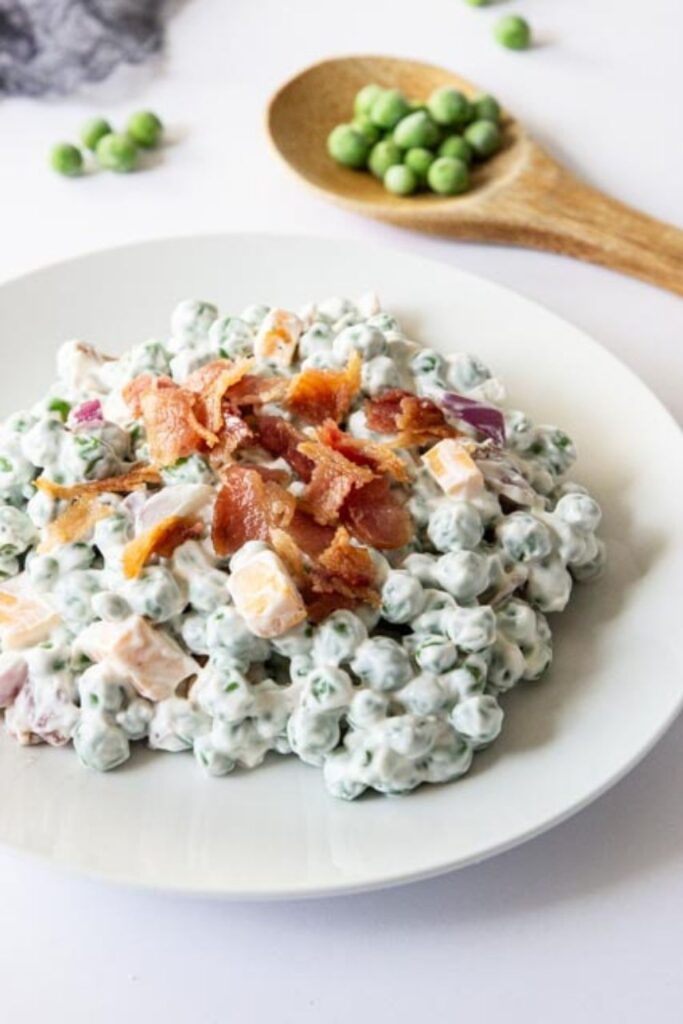 green pea salad on a plate 