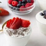 yogurt in cups on table