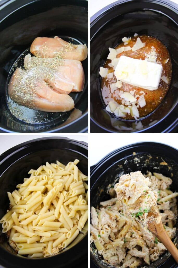 Lightened Up Copycat Slow Cooker Olive Garden Chicken Pasta - Pound Dropper