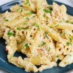 plate of chicken and pasta