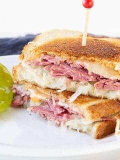 reuben sandwich on a plate