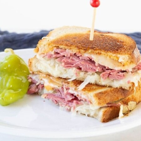 reuben sandwich on a plate