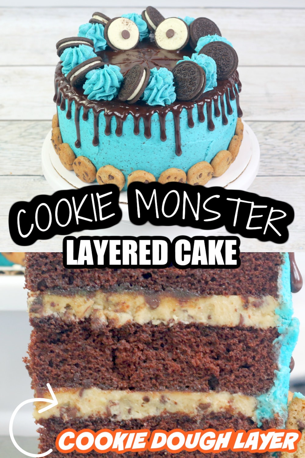 Layered Cookie Monster Cake Recipe • Bake Me Some Sugar