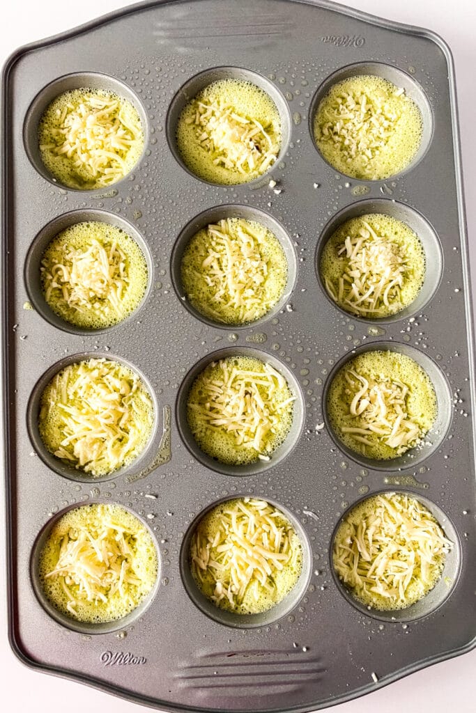 overview shot of a muffin tin egg 