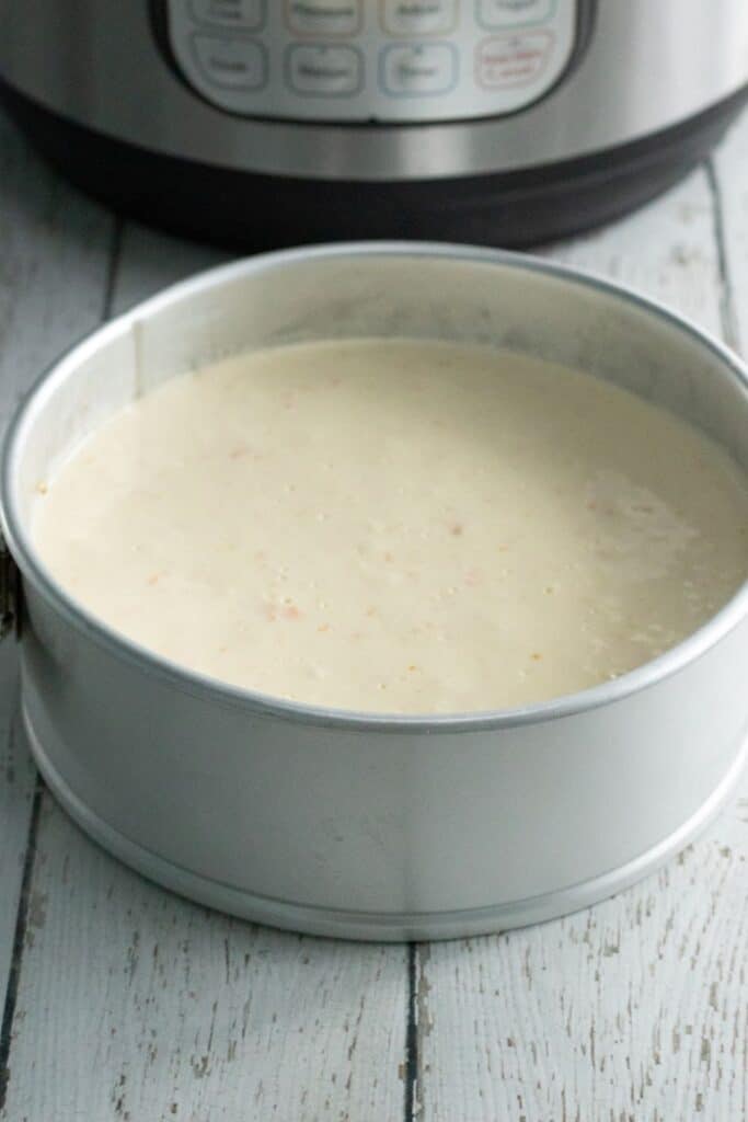 cream cheese cheesecake in a push pan