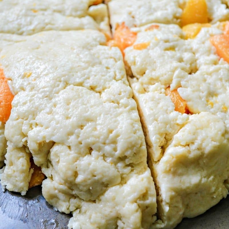 formed scones with peaches 