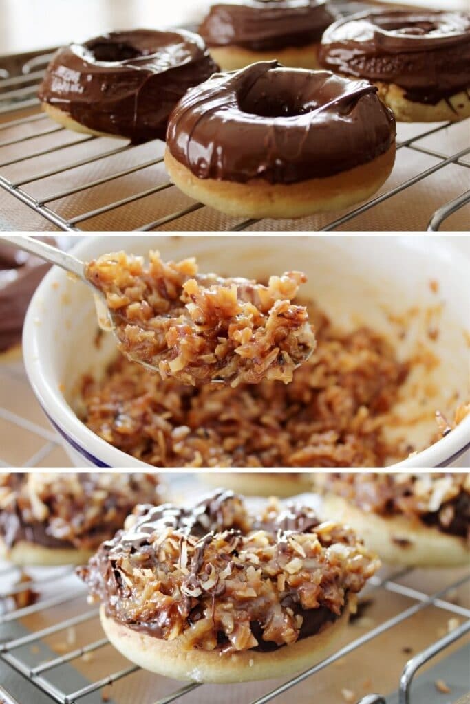 steps on how to make caramel donuts with coconut 