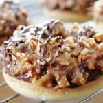 girl scout samoa donuts on cooling rack