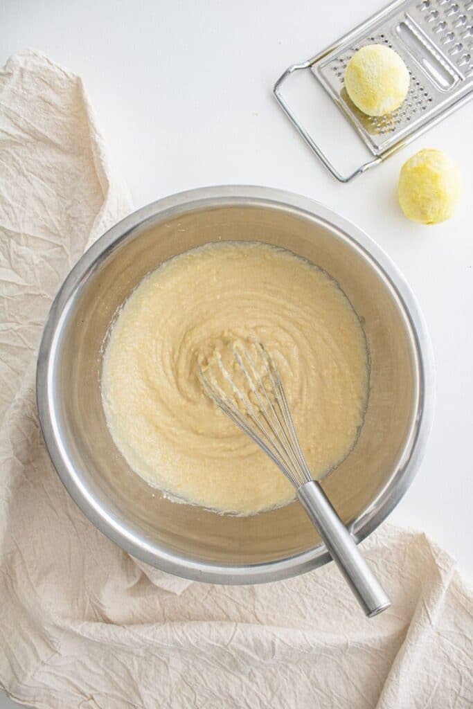 lava cake batter in metal bowl 