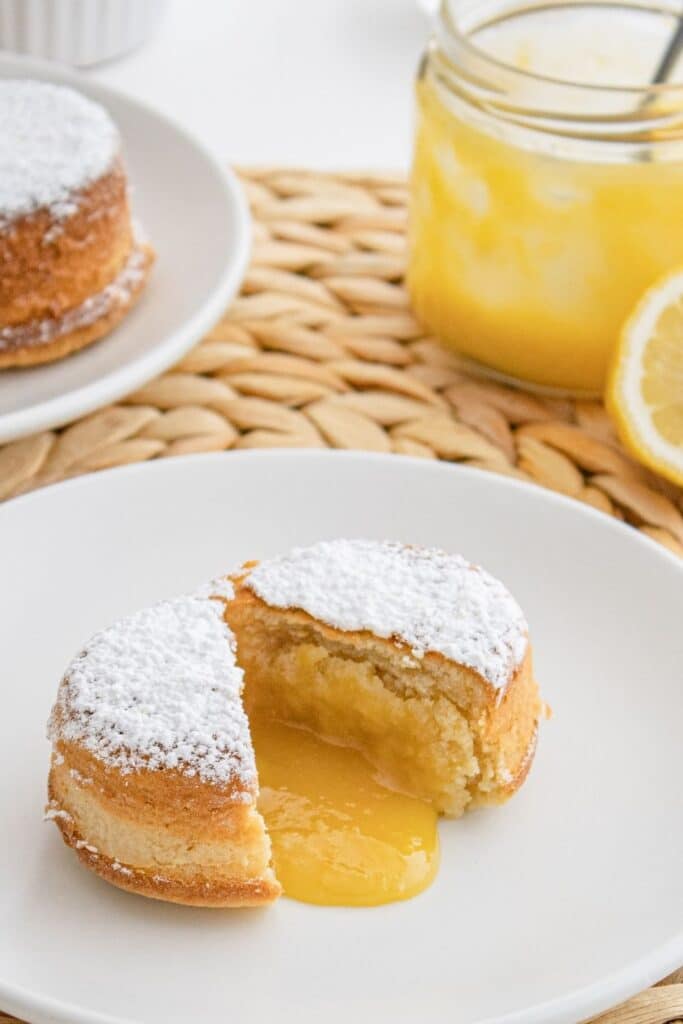 cut open lemon lava cake