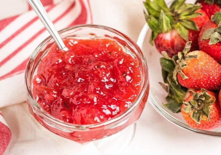 strawberry jam in a jar