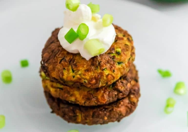 plate with zucchini fritters