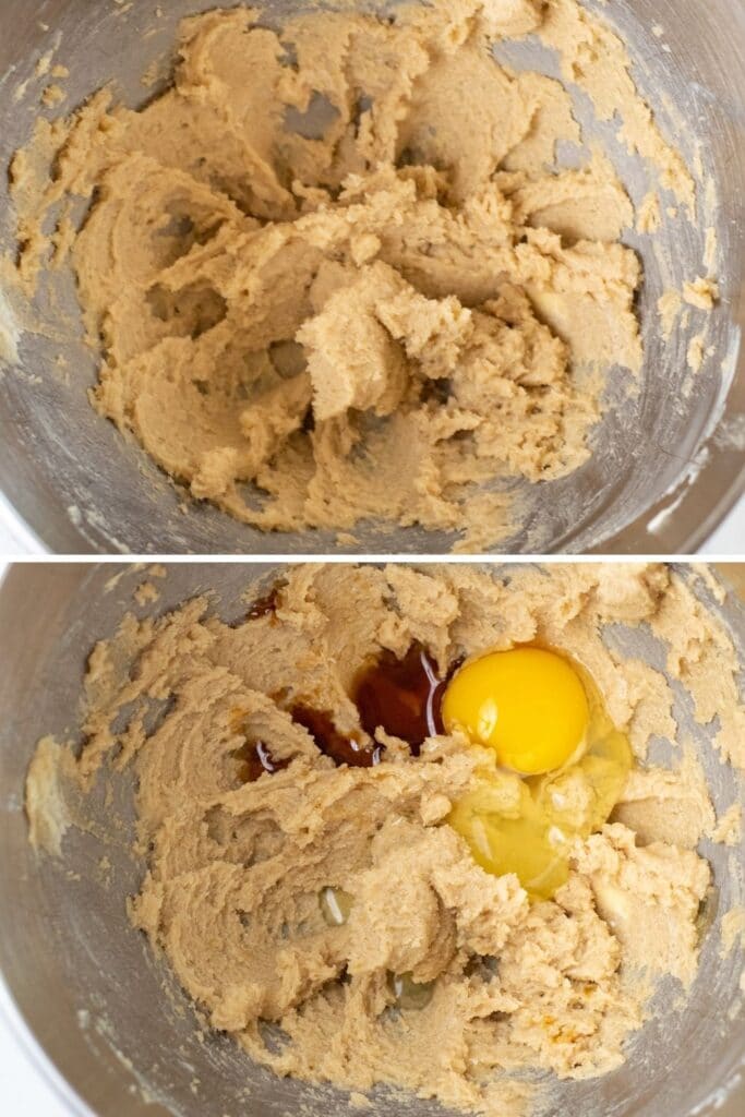 cookie dough batter in mixing bowl