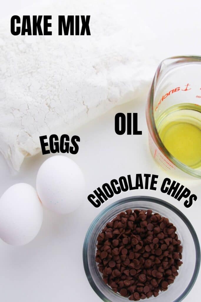 ingredients for cake mix cookies on a white counter 