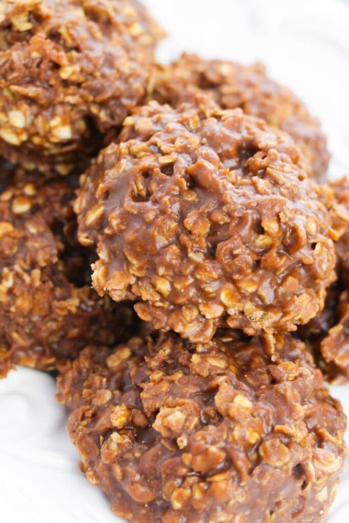 cookies stacked up on plate