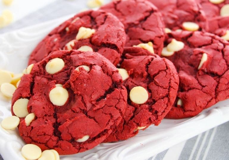 platter with red velvet cookies