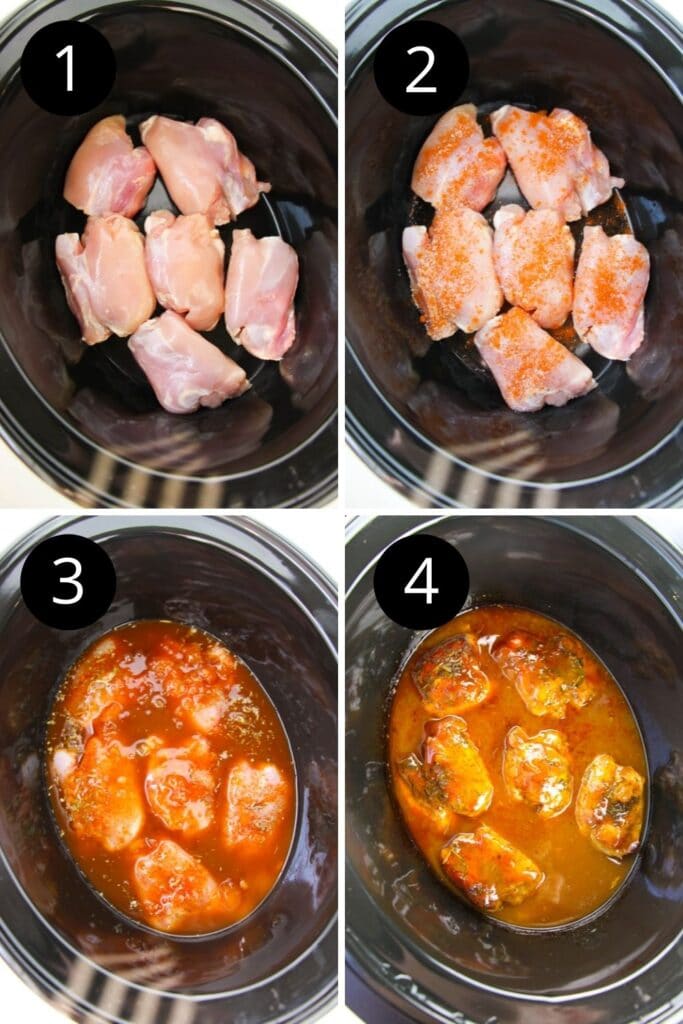 collage on how to make bbq chicken in slow cooker 