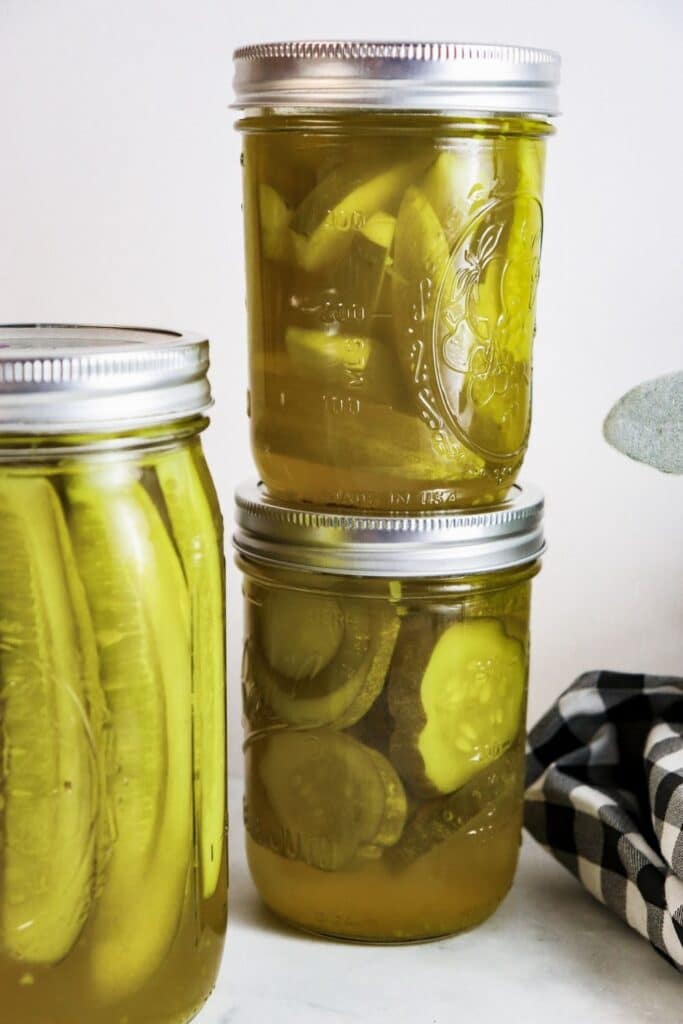 pickles in jar on counters 