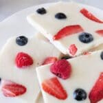 plate with cut up yogurt bark
