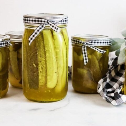 jars of pickles on counter
