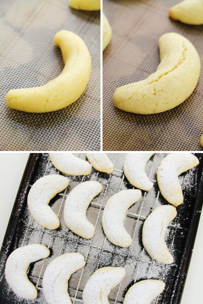 crescent cookies collage on how to shape