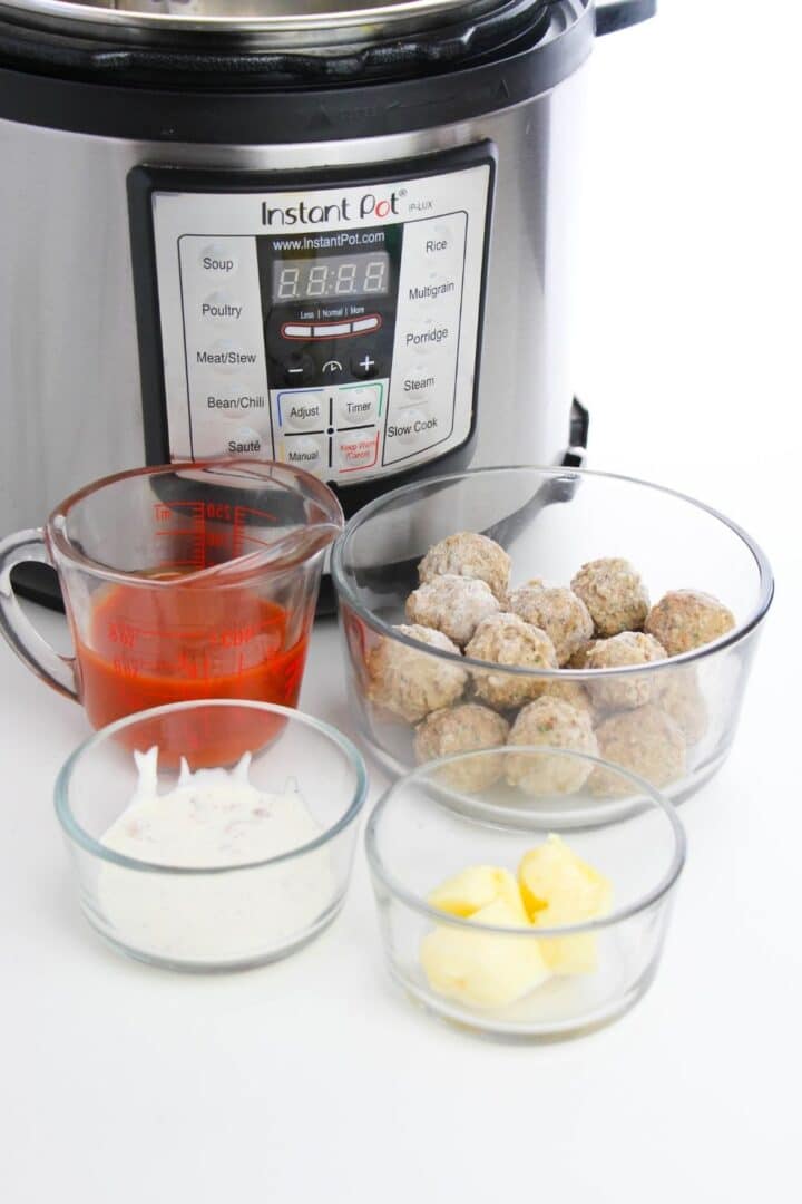 Easy Instant Pot Buffalo Chicken Meatballs • Bake Me Some Sugar