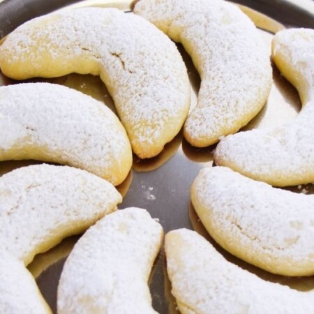 Crescent Cookies on silver platter