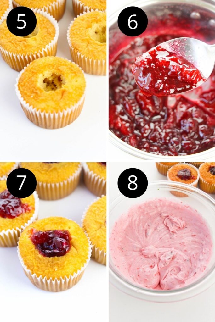 collage of how to make sugar plum fairy cupcakes 