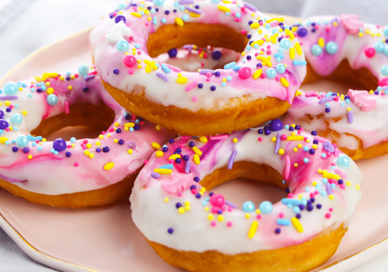 donuts stacked on a plate