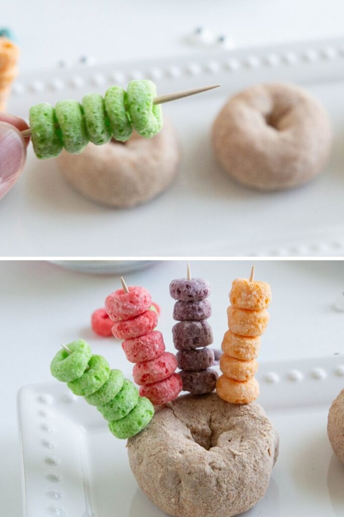 collage on how to make a donut look like a turkey 