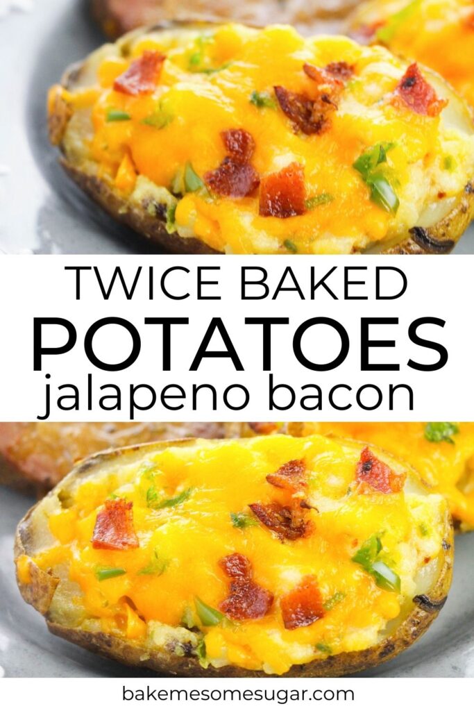 twice baked potatoes on plate in collage 